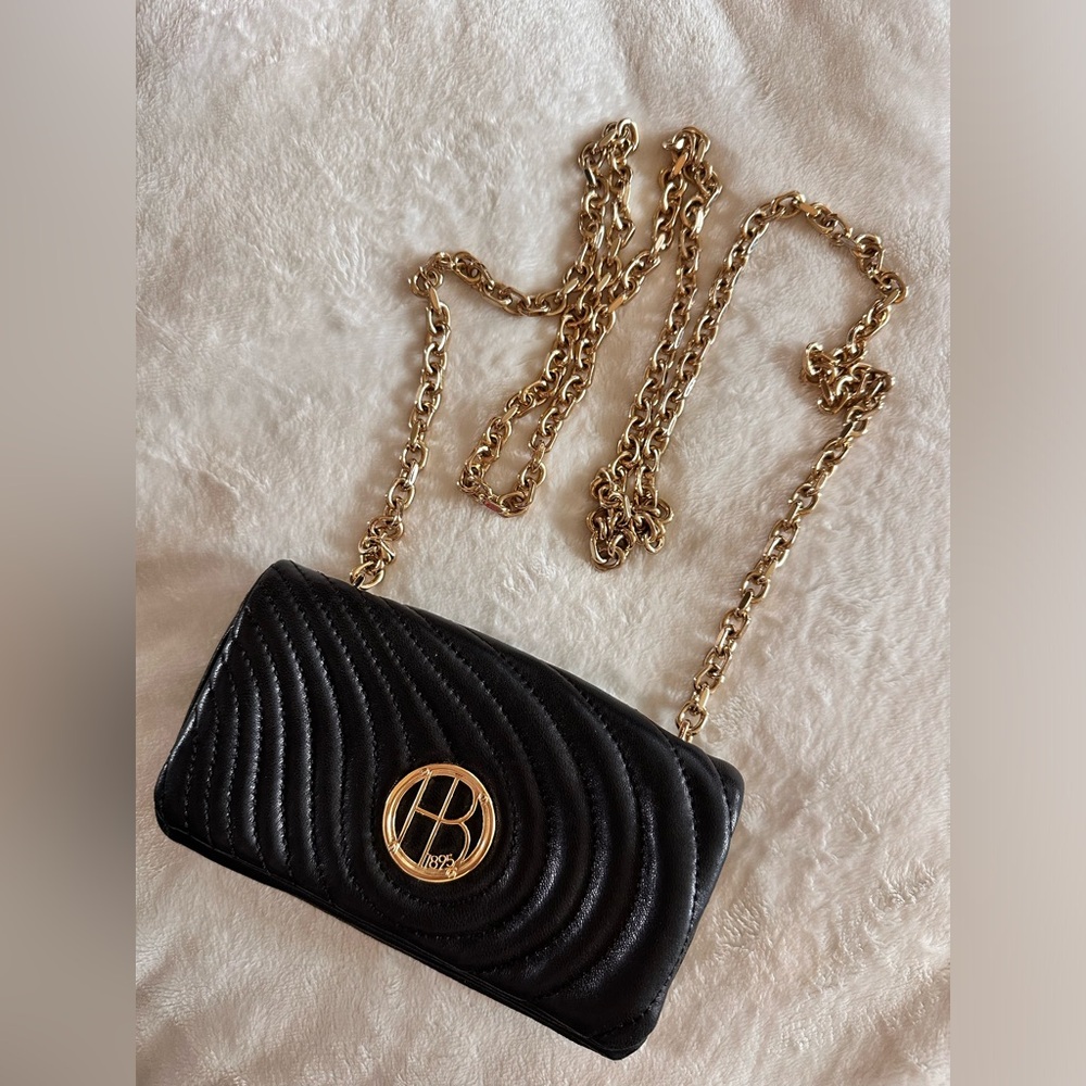 Henri Bendel: No. 7 Quilted Black Leather Mini Crossbody Bag with Chain Strap